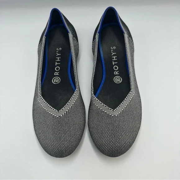 Rothy's Retired The Flat in Black/White Birdseye Print Size 9 - Picture 10 of 10